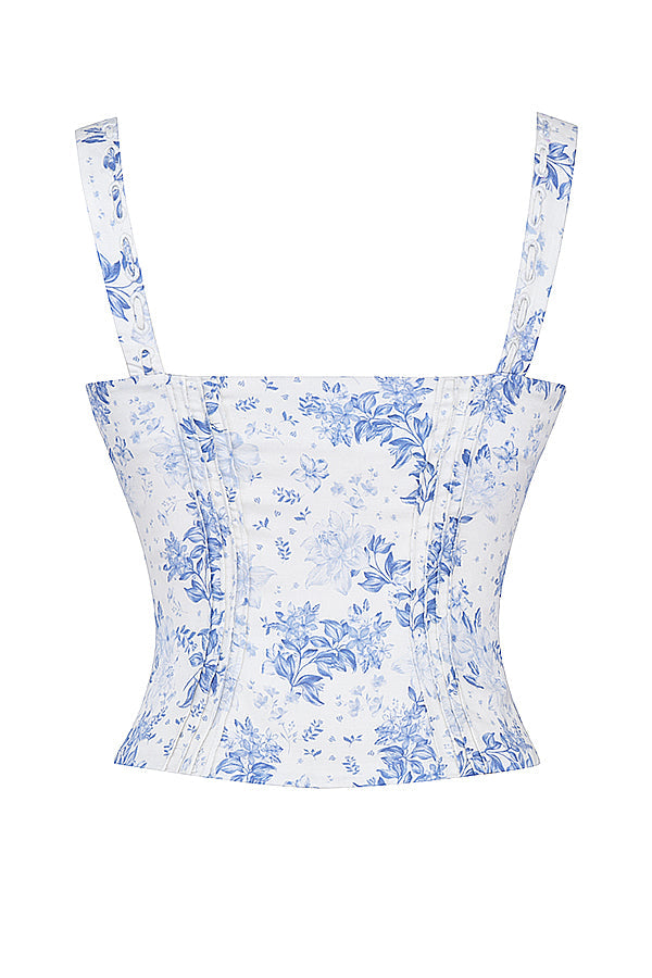 Corset Floral Mariah - Azul