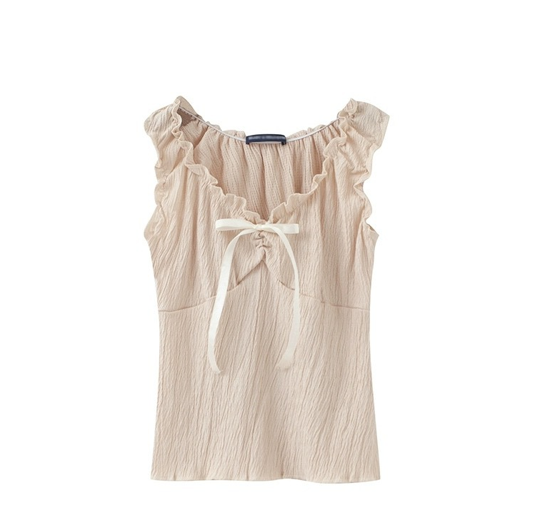 Satin Ruffle Fly Away Tied Top