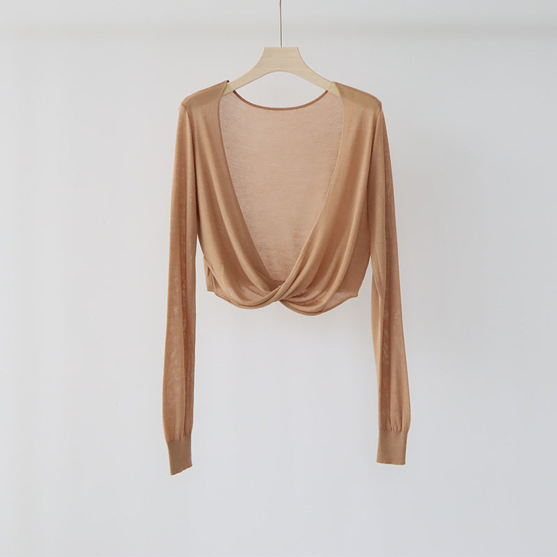 Twist Cover Up Crop Knit Top