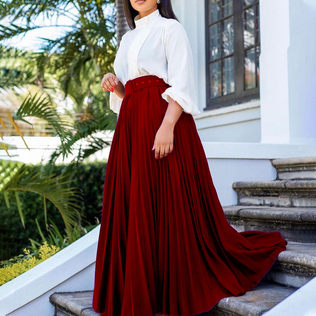 Utility Pleated Long Skirt