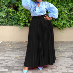 Utility Pleated Long Skirt