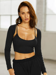 Scoop Neck Cropped Tank with Sleeve