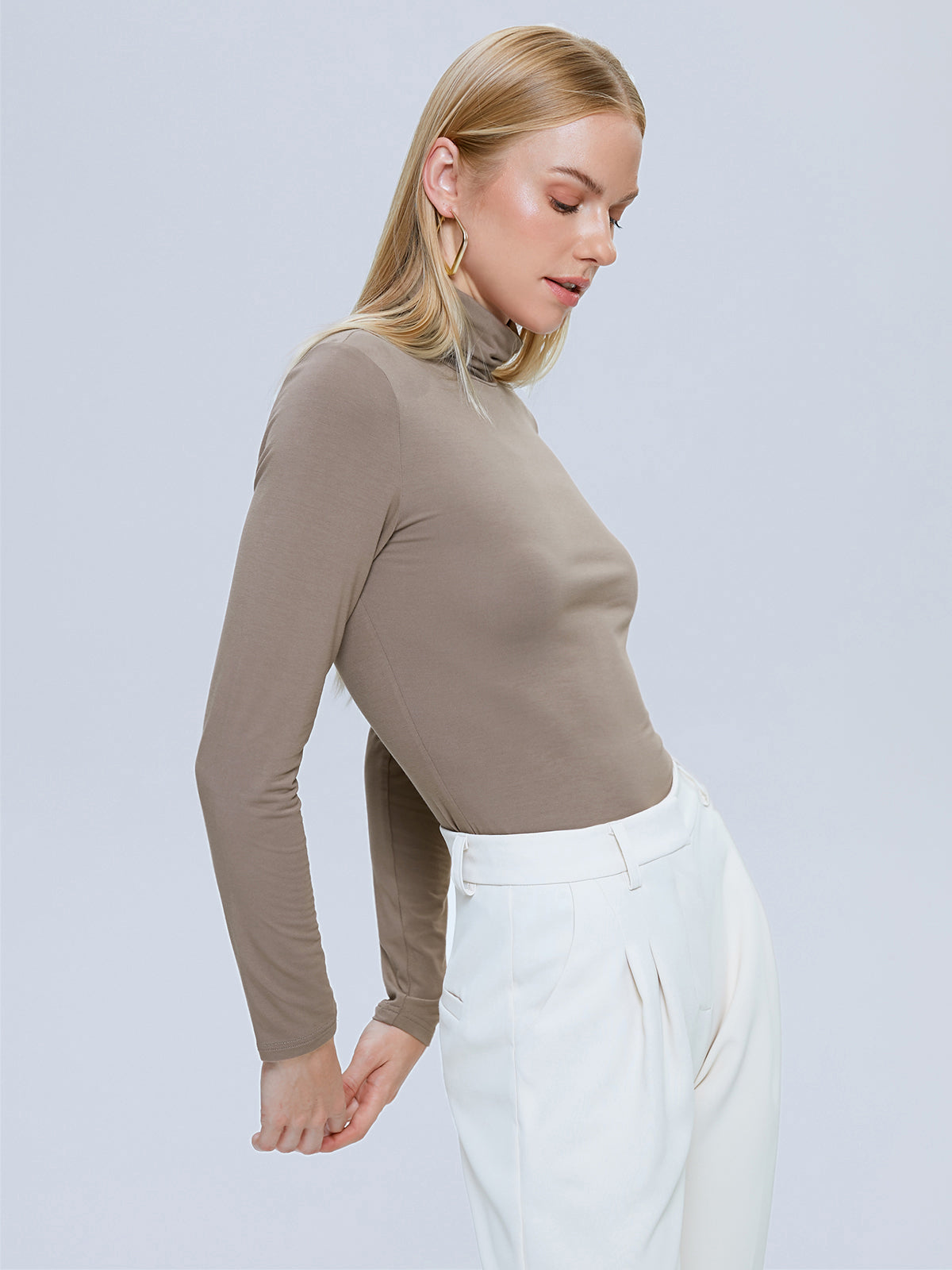 Solid Colored Turtleneck Top