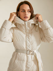 Belted Long Down Puffer Coat