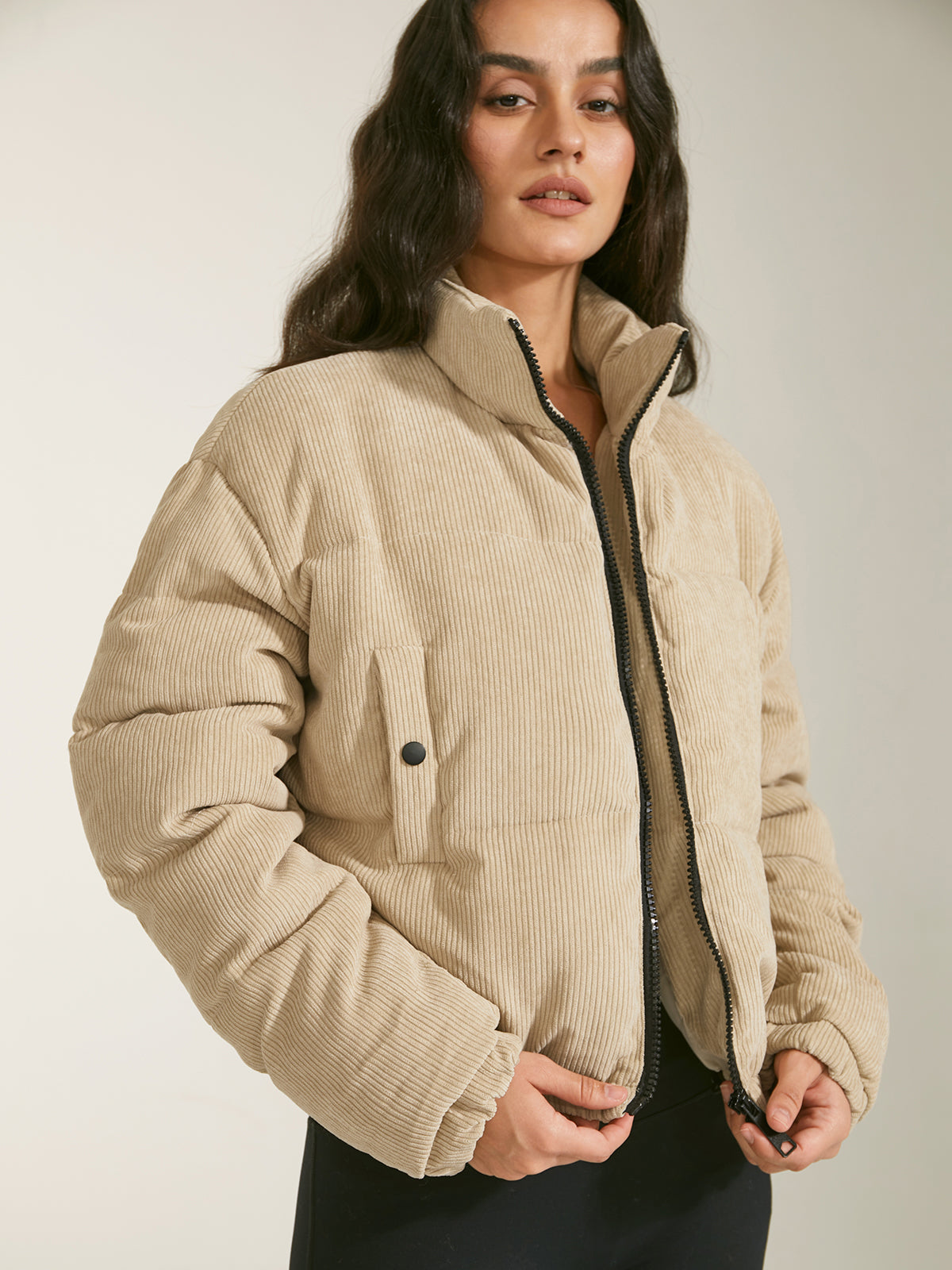 Cropped Funnel Neck Puffer Jacket