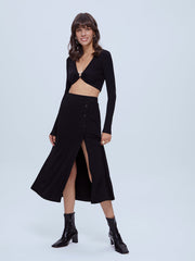 Flowy A Line Slit Midi Skirt