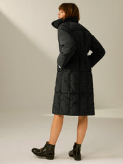 Collared Button Front Long Puffer Jacket