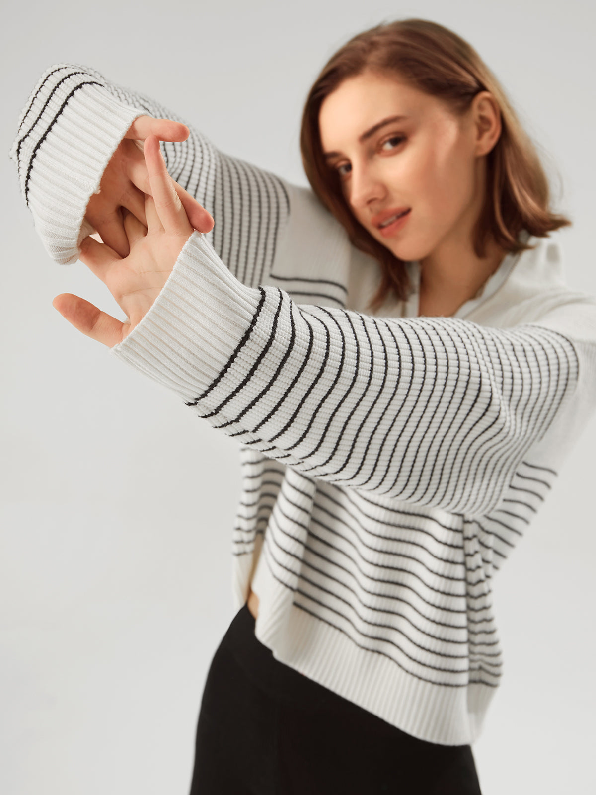 Alabastar Stripe Zip Sweater