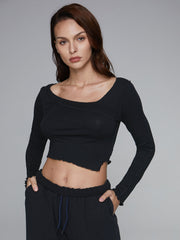 Street Essential - Asymmetrical Cropped Long Sleeve Top