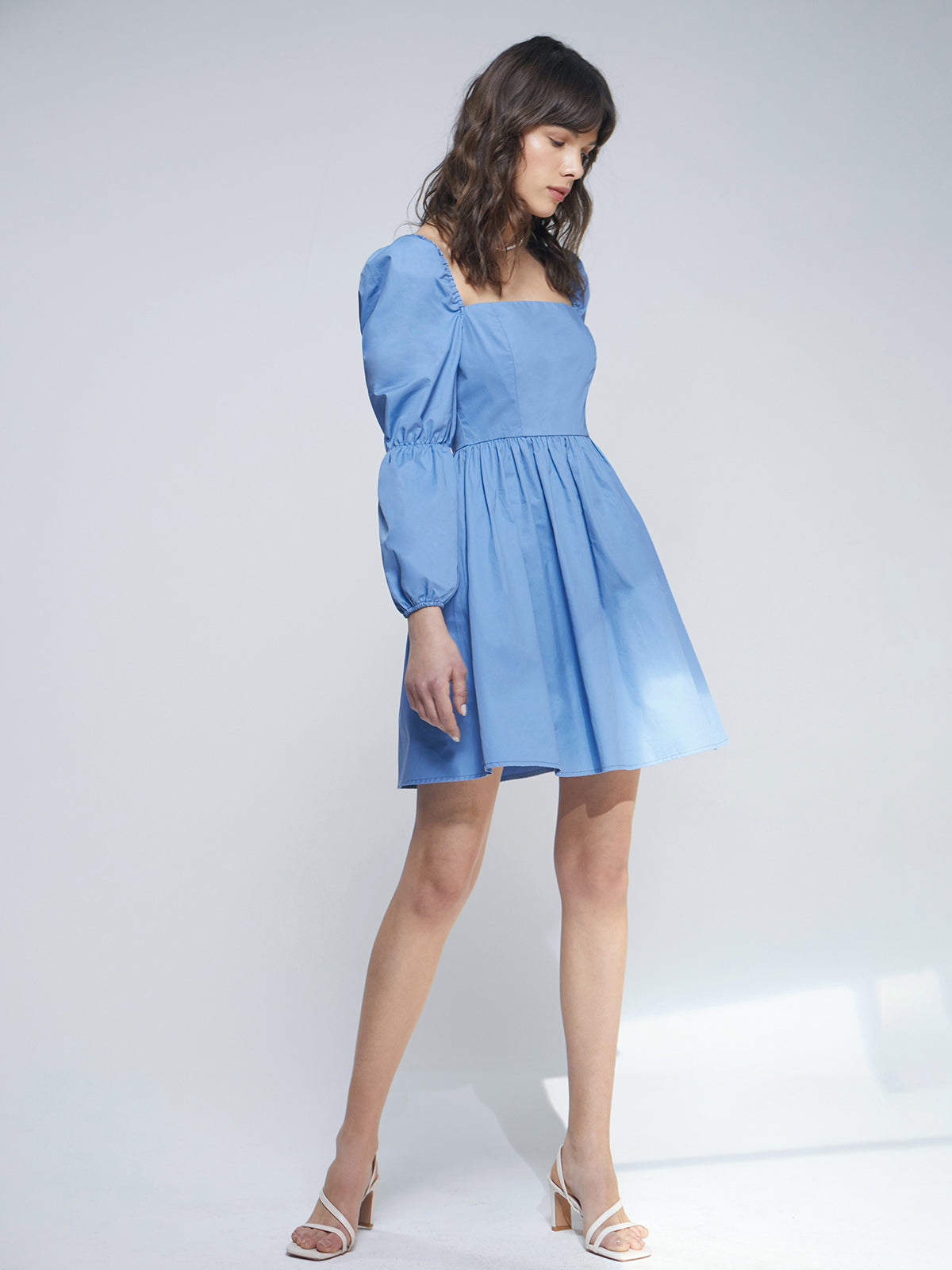 Square Neck Puff Sleeve Short Dress