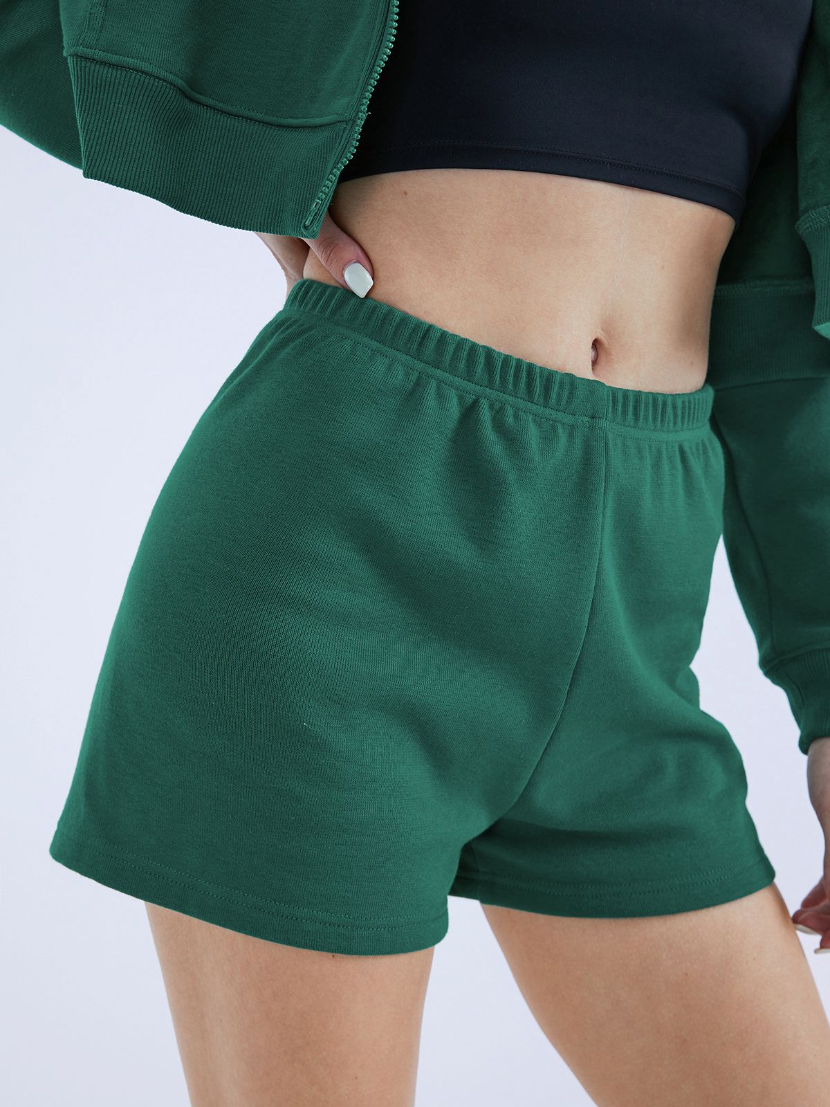 Solid Color Mid Rise Lounge Shorts