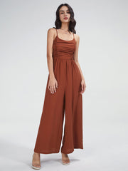 Square Neck Bandage Bodice Wide Leg Jumpsuit