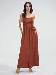 Square Neck Bandage Bodice Wide Leg Jumpsuit