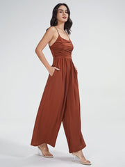 Square Neck Bandage Bodice Wide Leg Jumpsuit