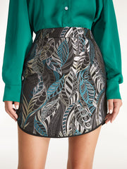 Leaf Print Mini Skirt