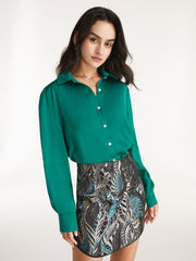 Collared Button Up Emerald Green Shirt