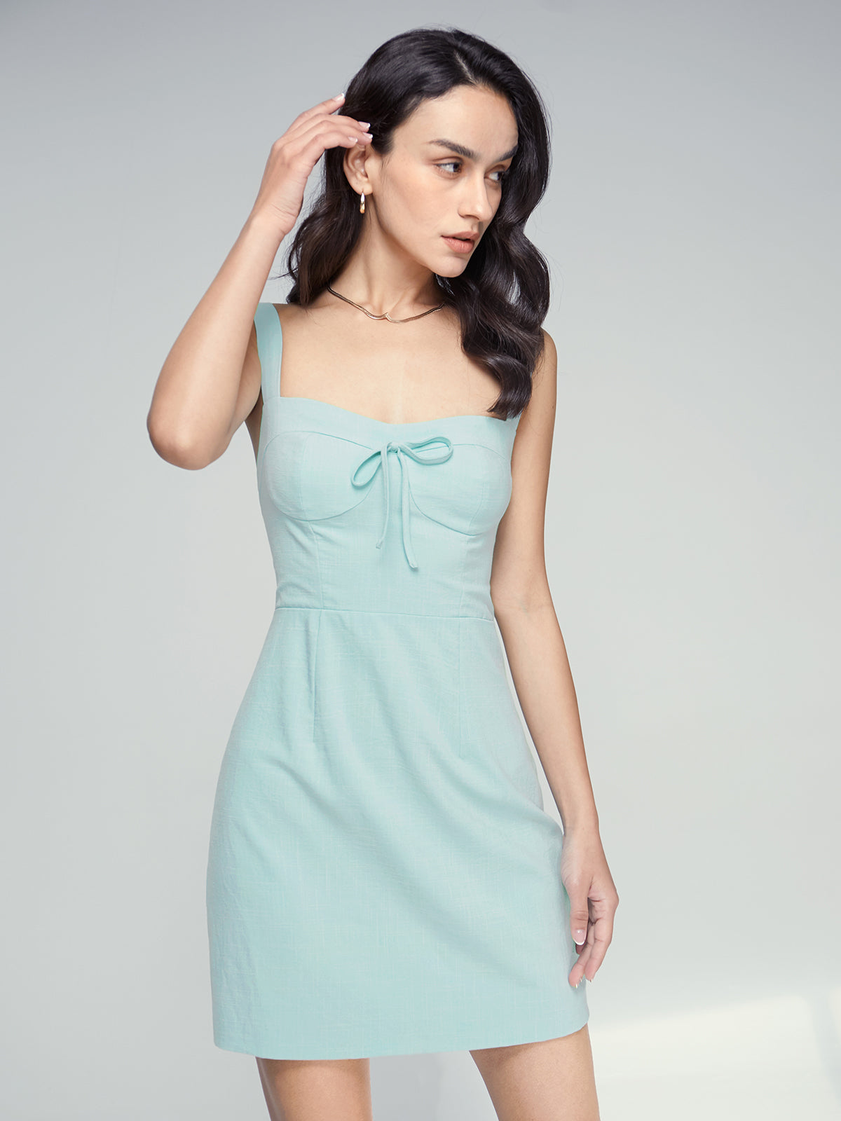 Square Neck Corset Contour Casual Mini Strap Dress