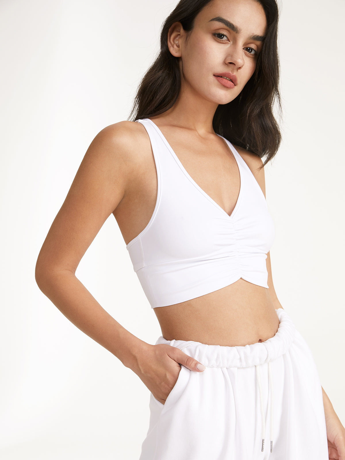 Petal Ruche Cropped Tank Top