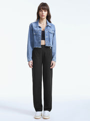 High Waisted Regular Fit Pinstripe Pants