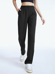 High Waisted Regular Fit Pinstripe Pants