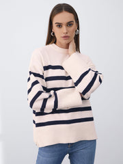 Drop Shoulder Striped Sweater