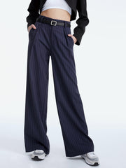 High Waisted Wide Leg Pinstripe Trousers