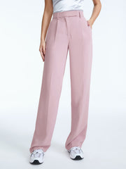 High Waisted Straight Leg Pleat Front Trousers