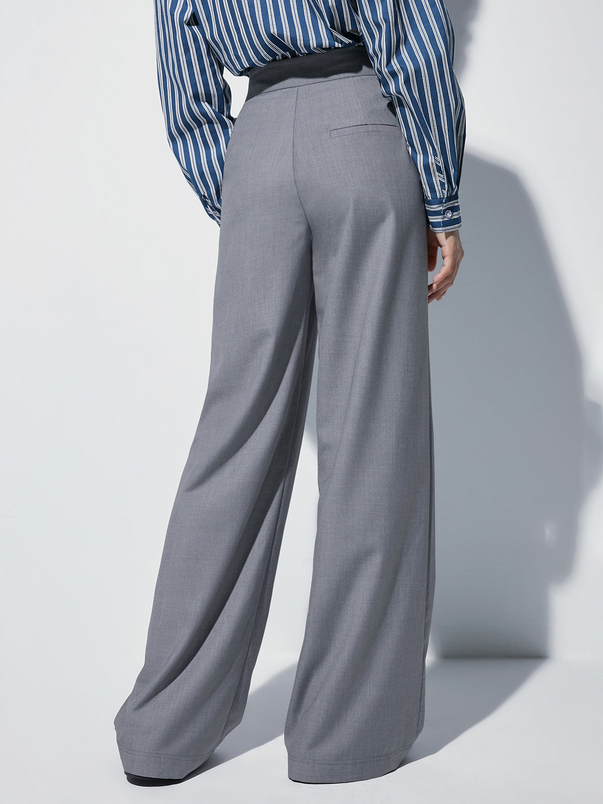 High Waisted Wide Leg Pleat Front Trousers