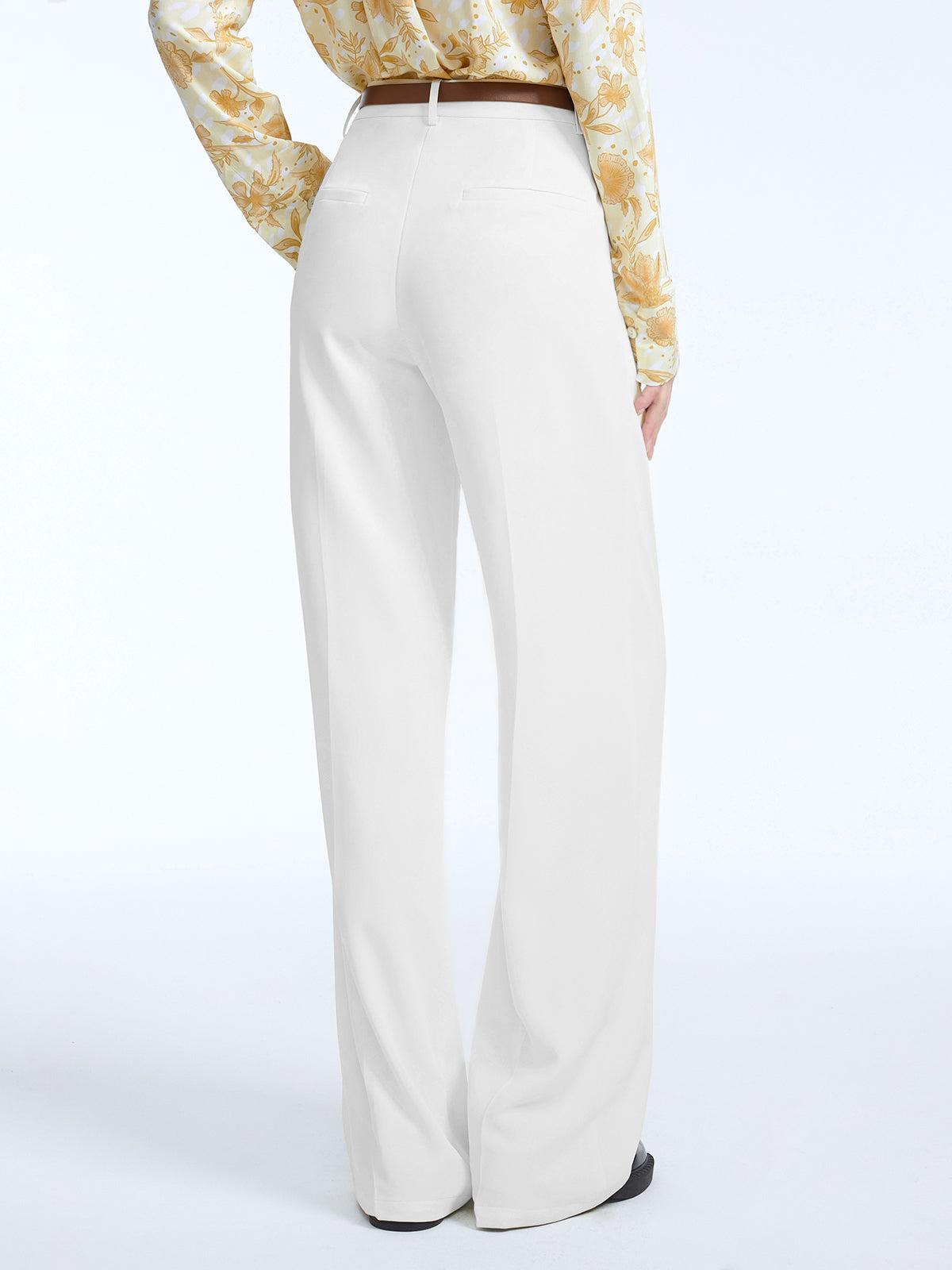 High Waisted Semi-sheer Wide Leg Trousers