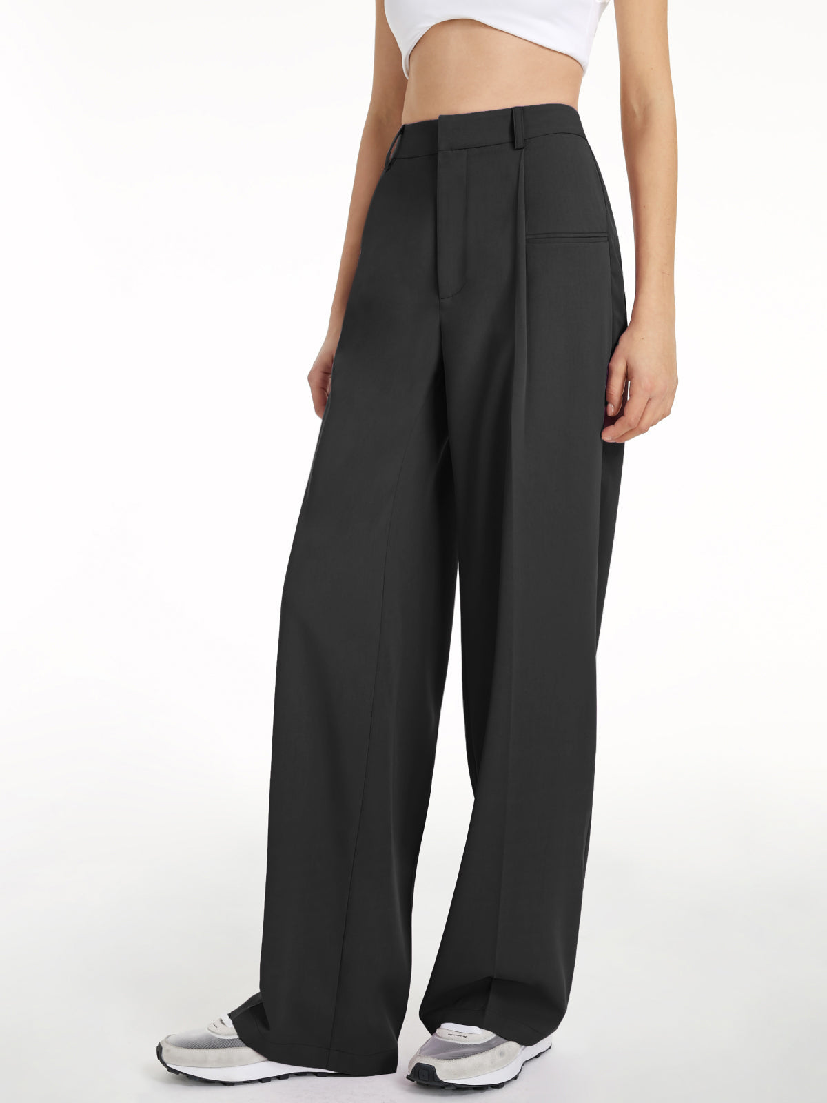 High Waisted Wide Leg Regular Fit Trousers