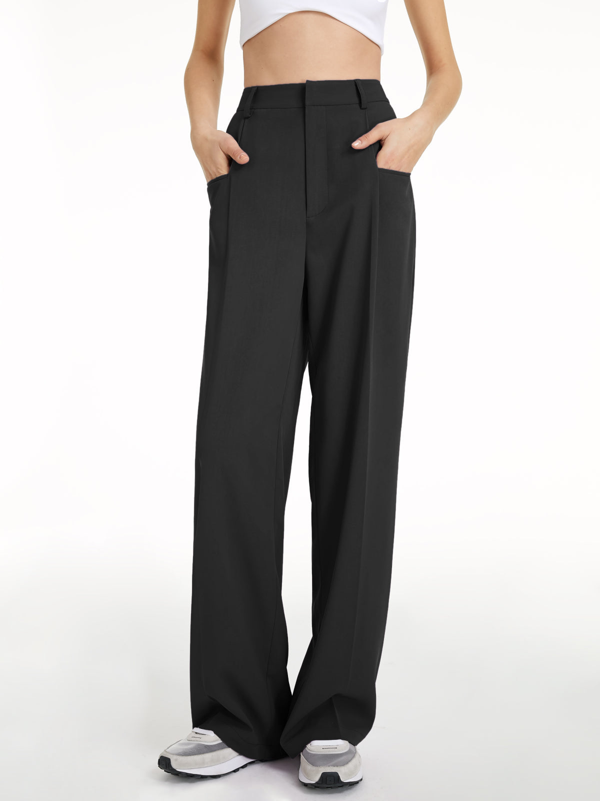 High Waisted Wide Leg Regular Fit Trousers