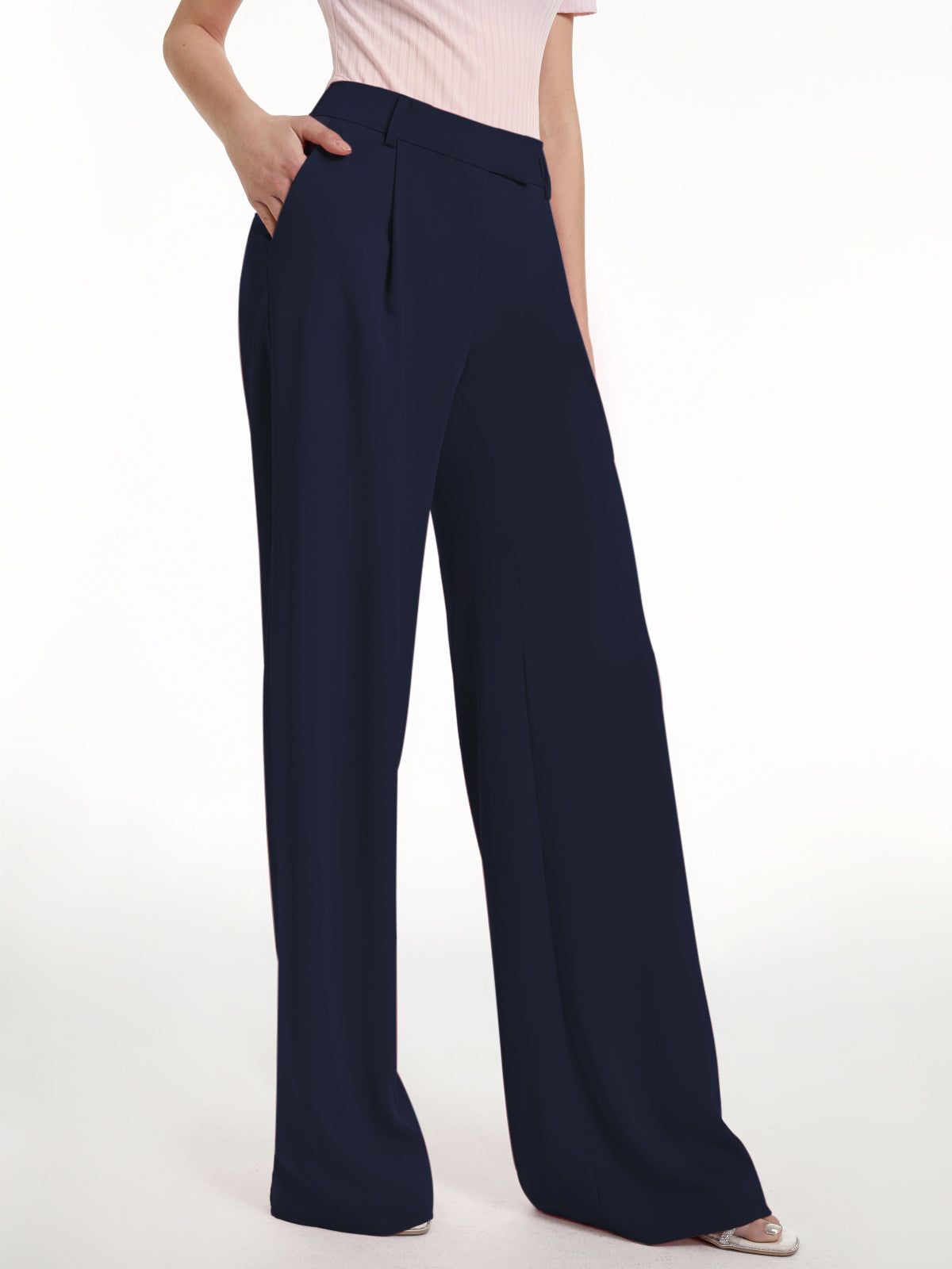 High Waisted Wide Leg Regular Fit Trousers