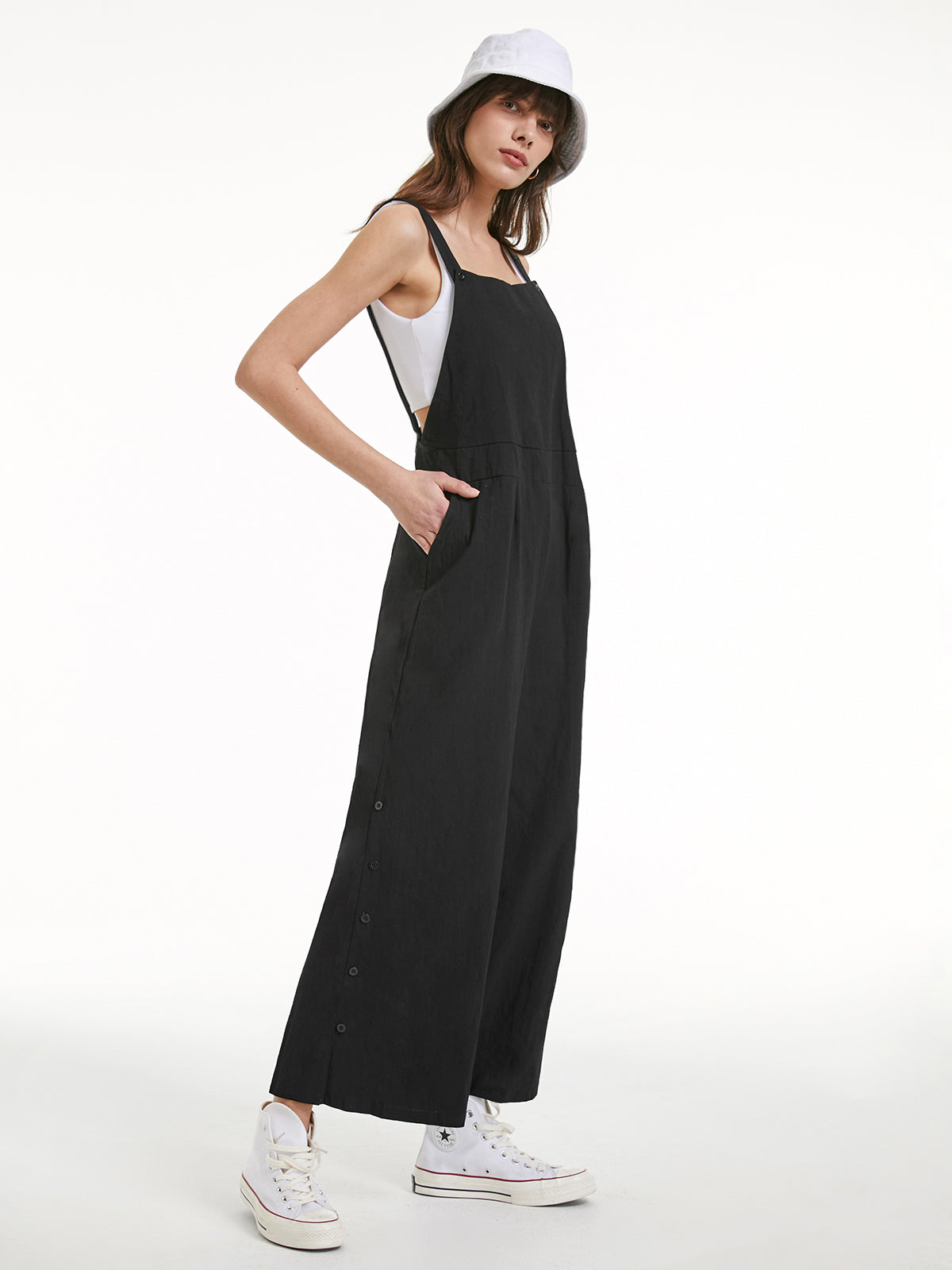 Backless Square Neck Wide Leg Overalls