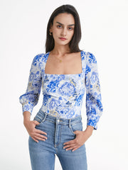 Sweat Neck Long Sleeve Cloud Rose Top