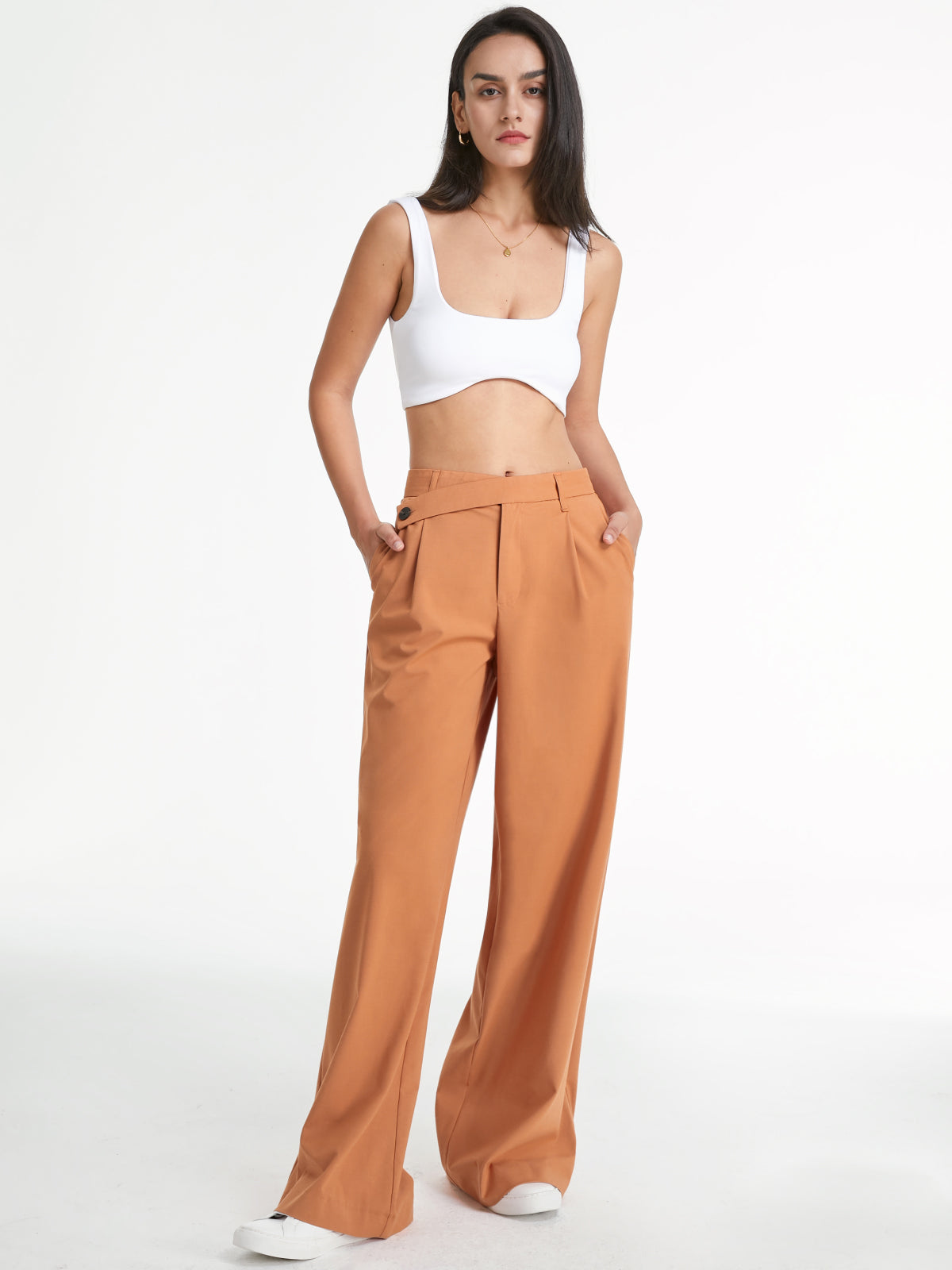 Mid Rise Solid Colored 90s Loose Fit Trousers