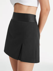 High Waisted Satin Band Mini Skirt