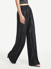 High Waisted Shimmer Pleated Palazzo Pants