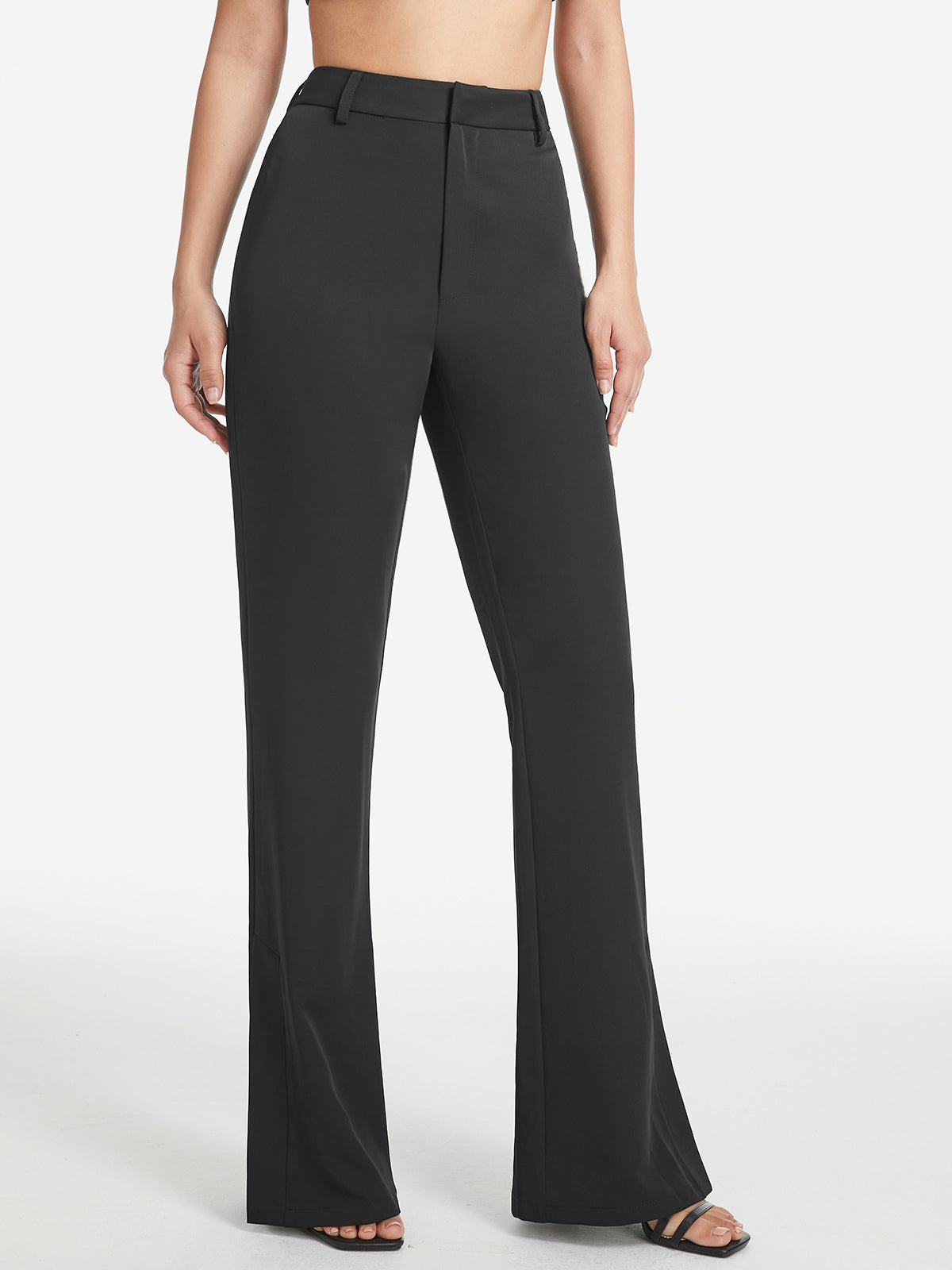 High Waisted Flare Leg Trousers