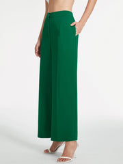 Emerald Green High Waisted Solid Colored Culotte Trousers