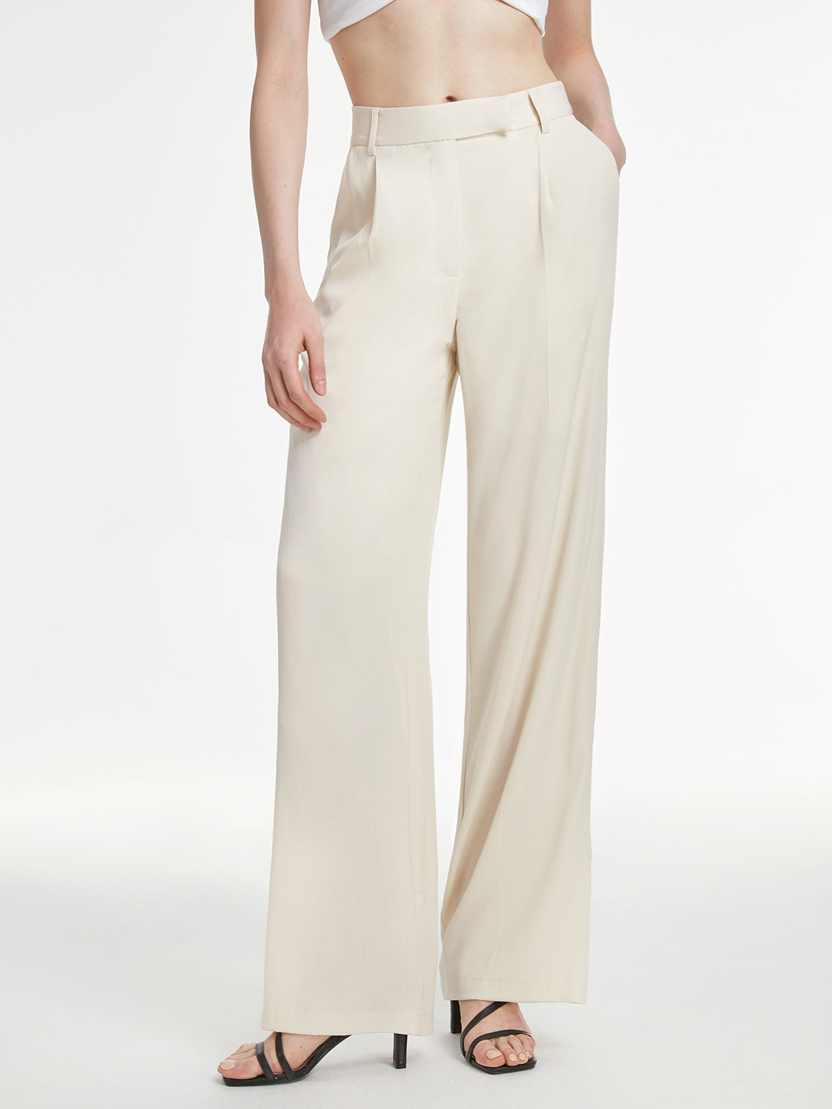 High Waisted Straight Leg Trousers