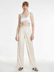 High Waisted Straight Leg Trousers