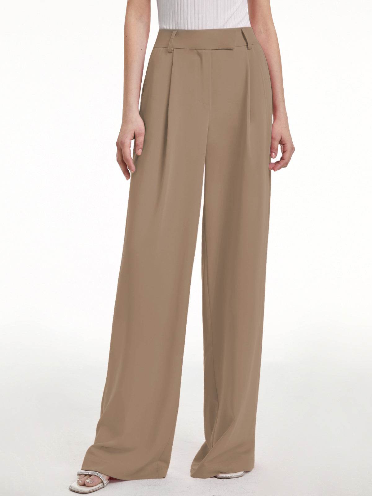 High Waisted Wide Leg Regular Fit Trousers