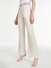 High Waisted Straight Leg Plain Trousers