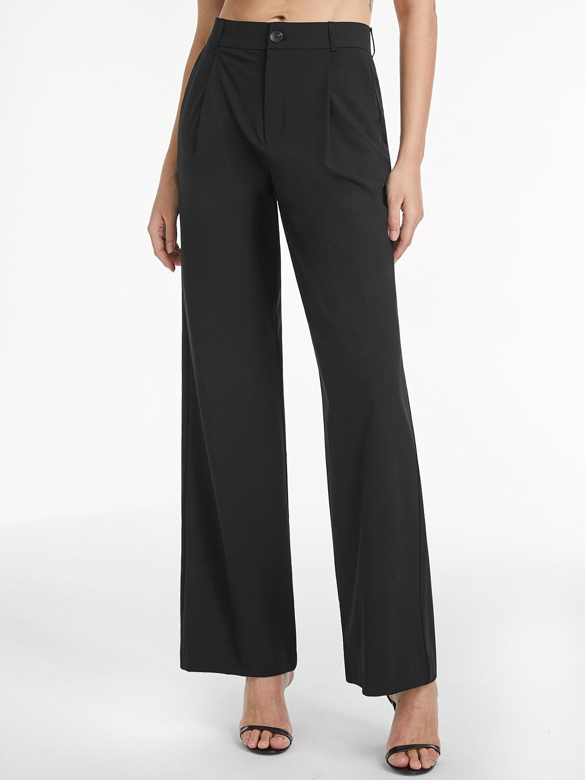 High Waisted Relaxed Straight Leg Dress Pants