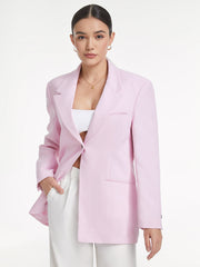 Solid Colored Peak Lapel Blazer