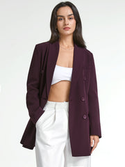 Double Breasted Fitted Long Blazer