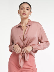 Satin Button Up Dress Shirt