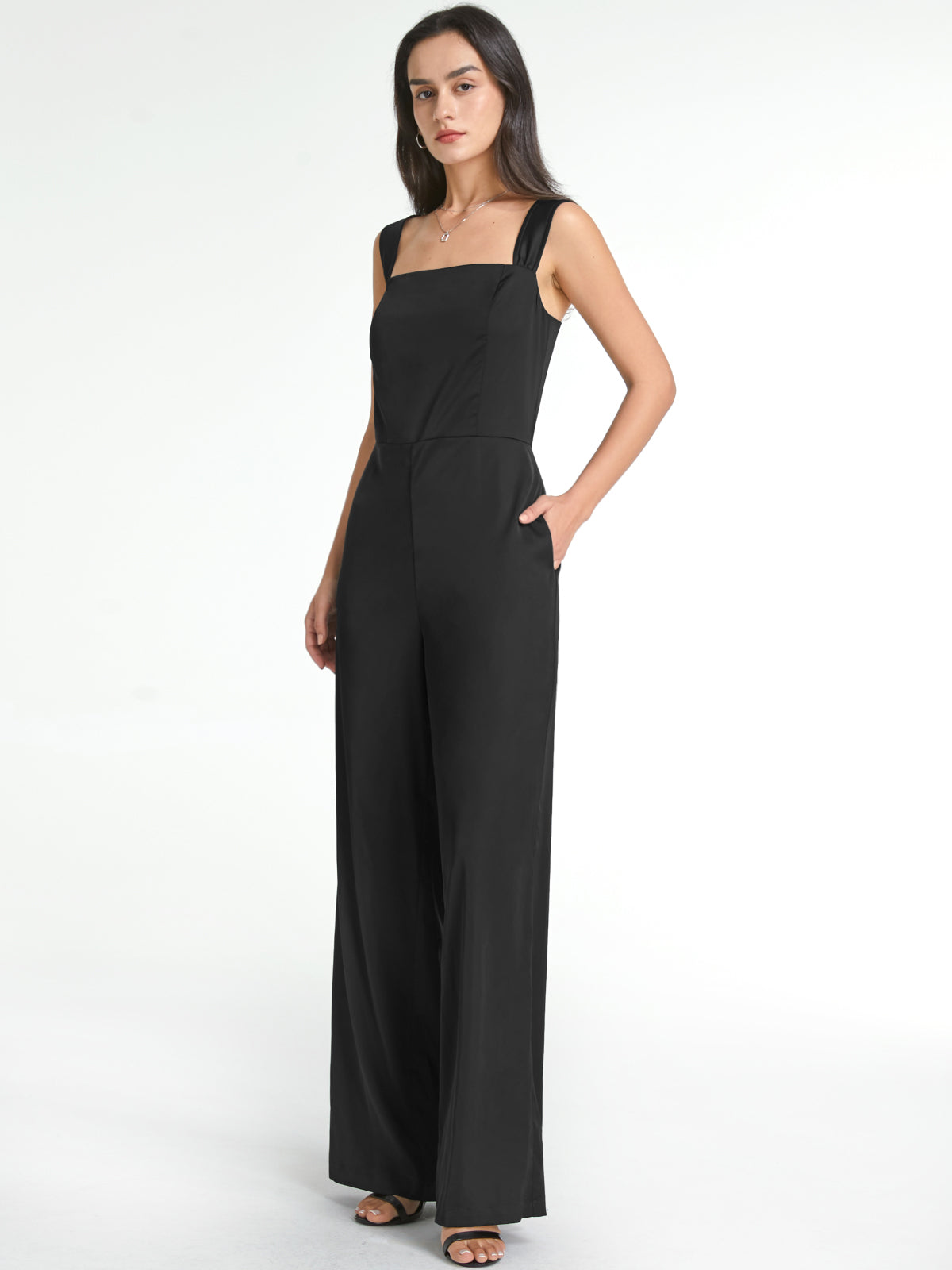 Square Neck Wide Leg Tank Jumpsuit