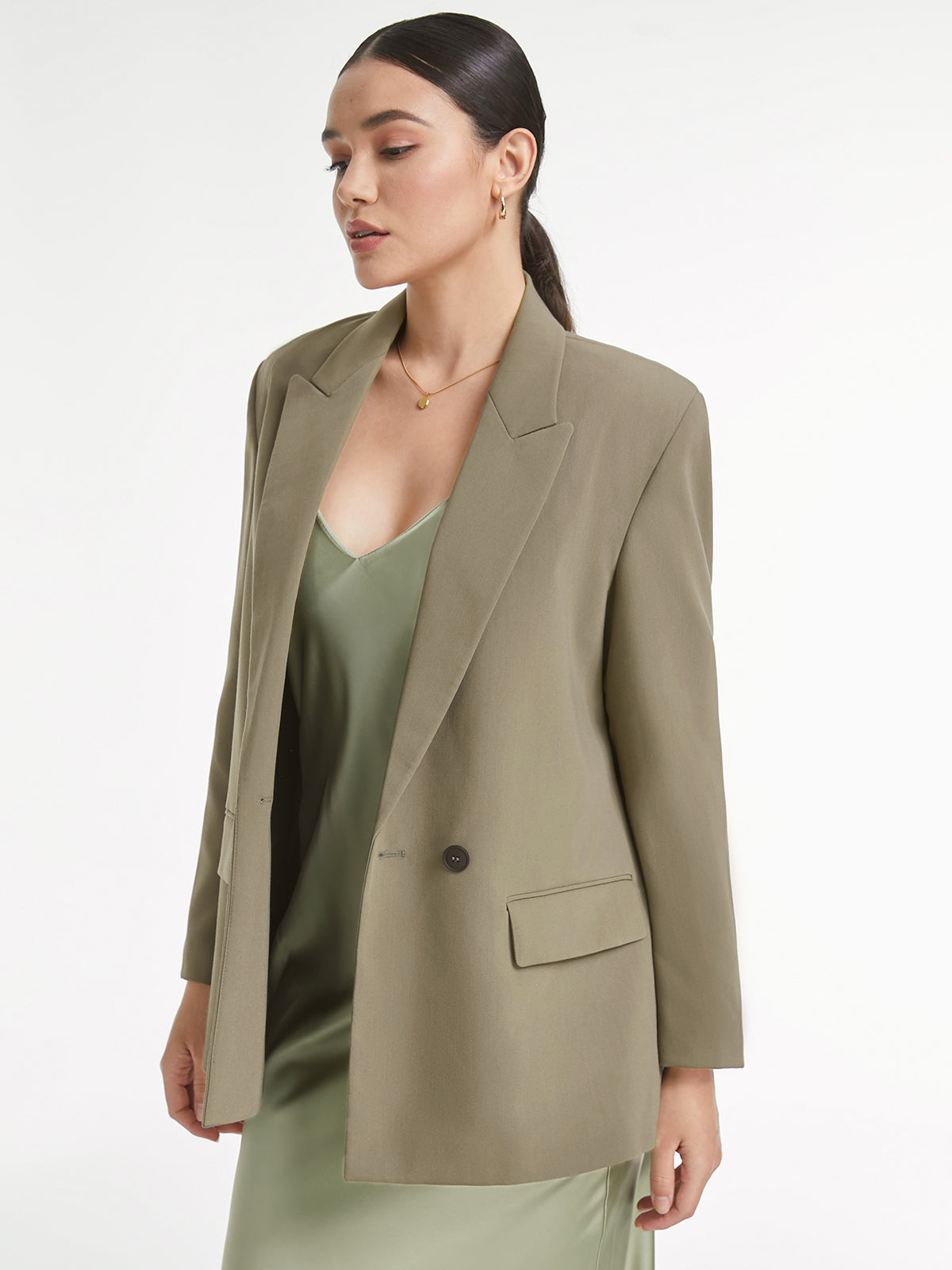 Double Breasted Peak Lapel Blazer