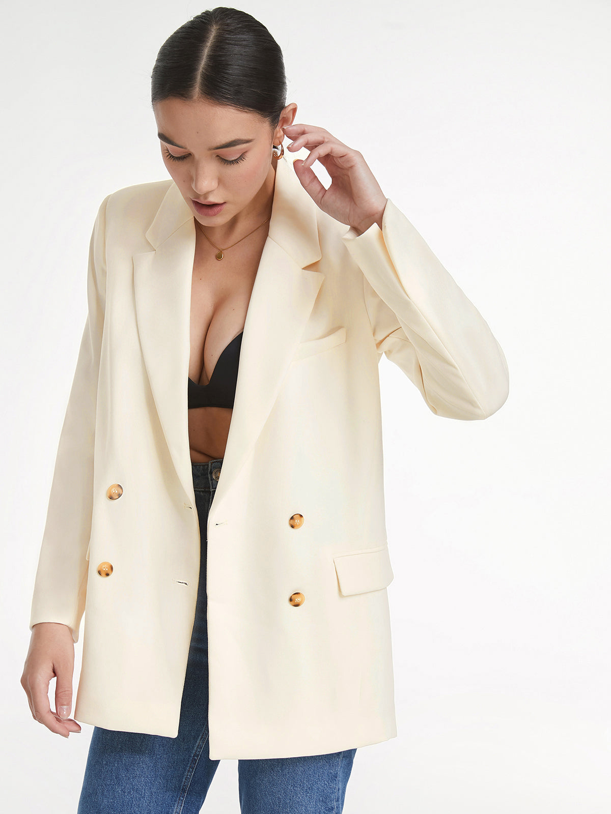 Double Breasted Notch Lapel Blazer